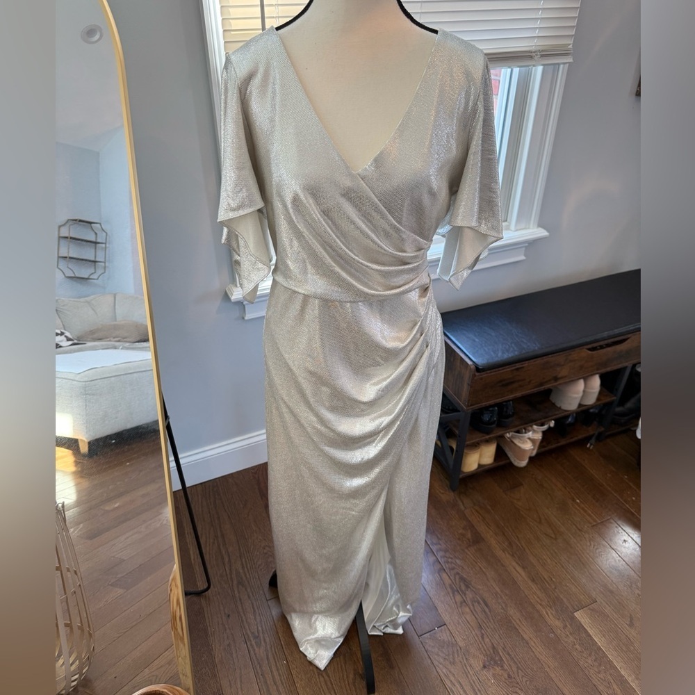 Eliza J Silver Gown Size 10 - Picture 2 of 9